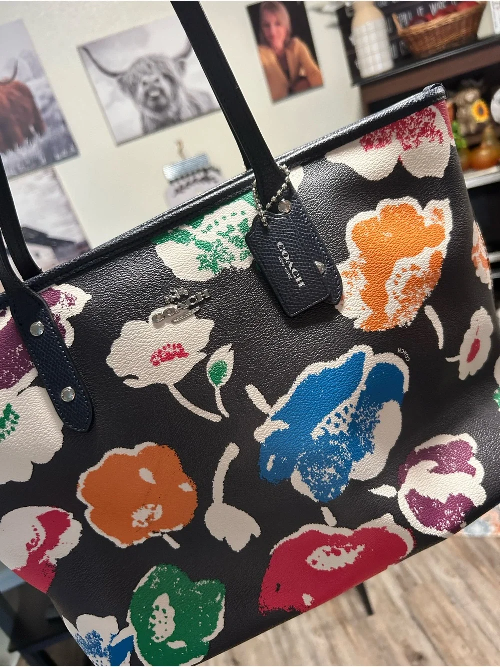 Coach Dalia Wildflower City Zip Tote with Multicolor Blooms